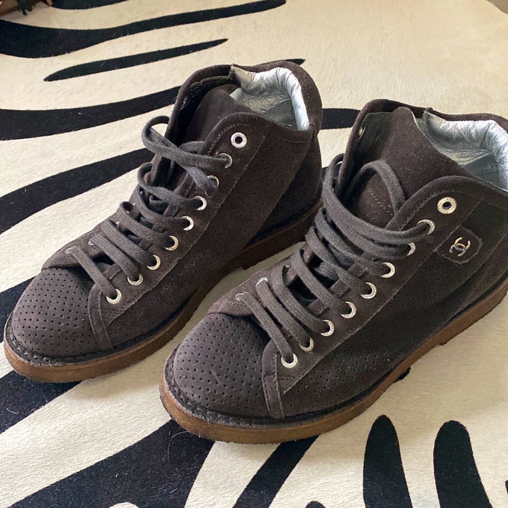 Chanel brown suede boot. Size 6.5